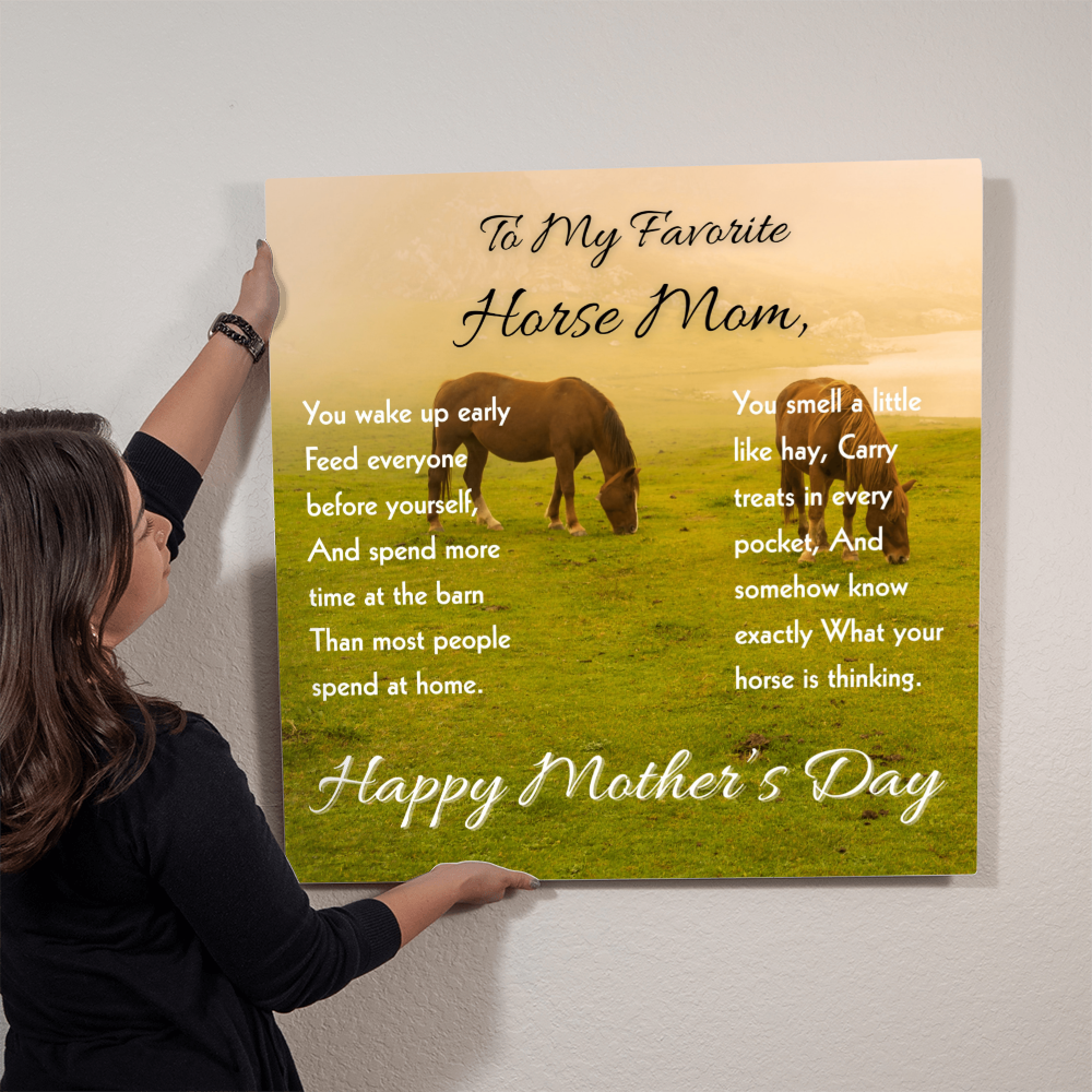 Horse Riding Mom Gloss Metal Art Print – Perfect Mother's Day Gift for Horse Lovers