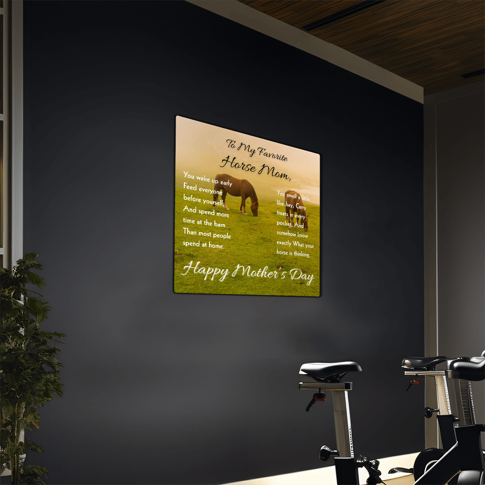 Horse Riding Mom Gloss Metal Art Print – Perfect Mother's Day Gift for Horse Lovers