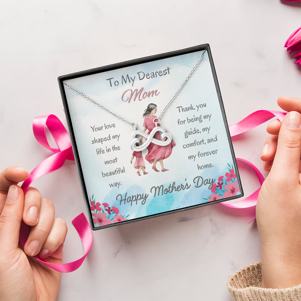 To My Dearest Mom Endless Love Necklace with Message Card Gift For Mother's Day