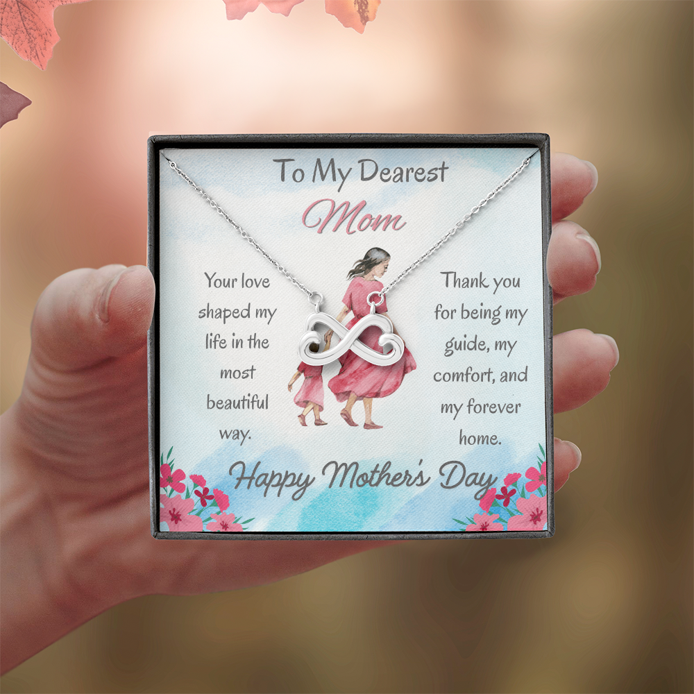 To My Dearest Mom Endless Love Necklace with Message Card Gift For Mother's Day