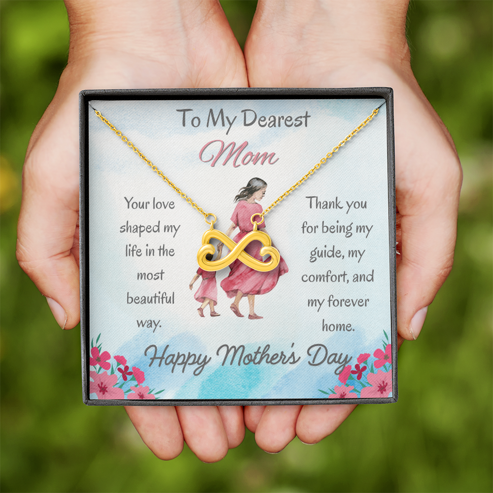 To My Dearest Mom Endless Love Necklace with Message Card Gift For Mother's Day