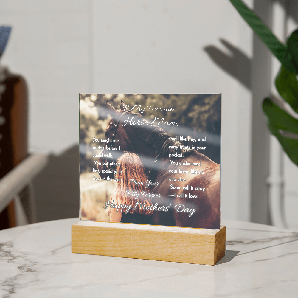 To My Favorite Horse Mom Acrylic Plaque – Mother's Day Gift for Horse Lovers