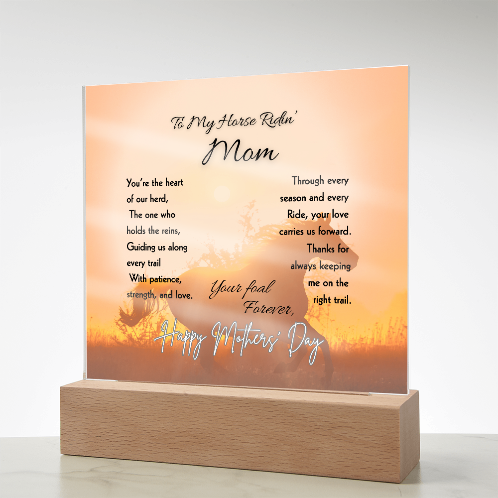 To My Horse Ridin' Mom Acrylic Plaque – Mother's Day Horse Gift