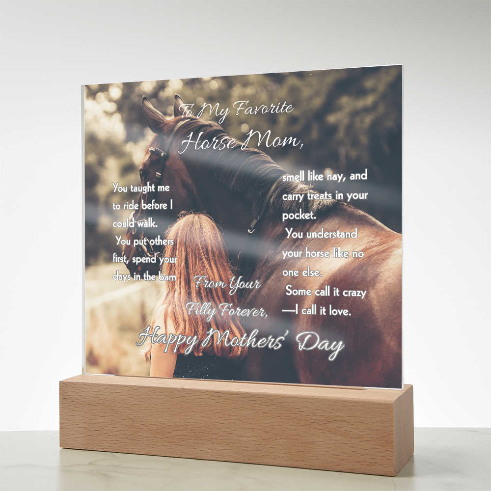 To My Favorite Horse Mom Acrylic Plaque – Mother's Day Gift for Horse Lovers