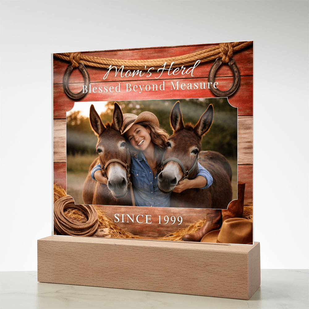 Mom's Herd Blessed Beyond Measure Photo Acrylic Plaque – Custom  Gift For Mule Lovers