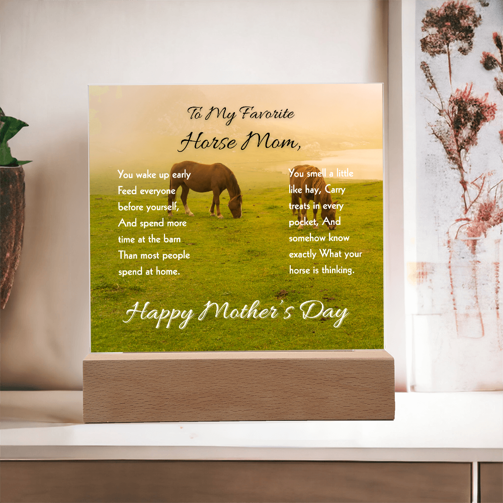 To My Favorite Horse Mom Acrylic Plaque – Perfect Mother’s Day Gift for Horse Lovers
