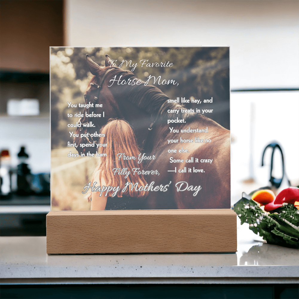To My Favorite Horse Mom Acrylic Plaque – Mother's Day Gift for Horse Lovers