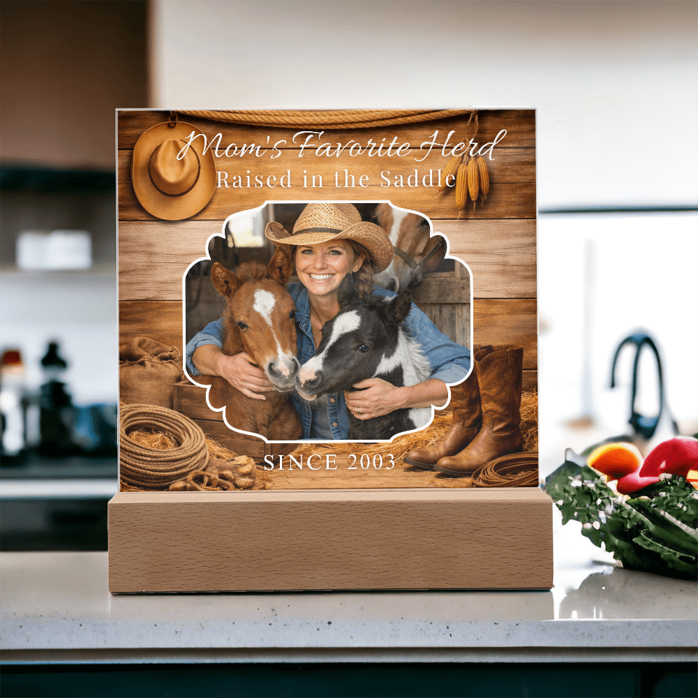 Mom's Favorite Herd Raised in the Saddle Photo Plaque – Personalized Gift for Horse Lovers