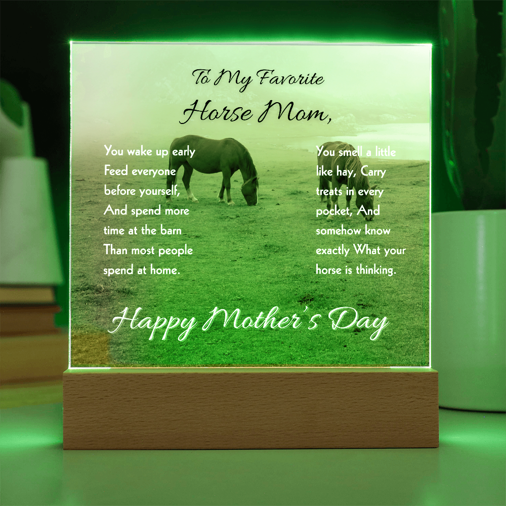 To My Favorite Horse Mom Acrylic Plaque – Perfect Mother’s Day Gift for Horse Lovers