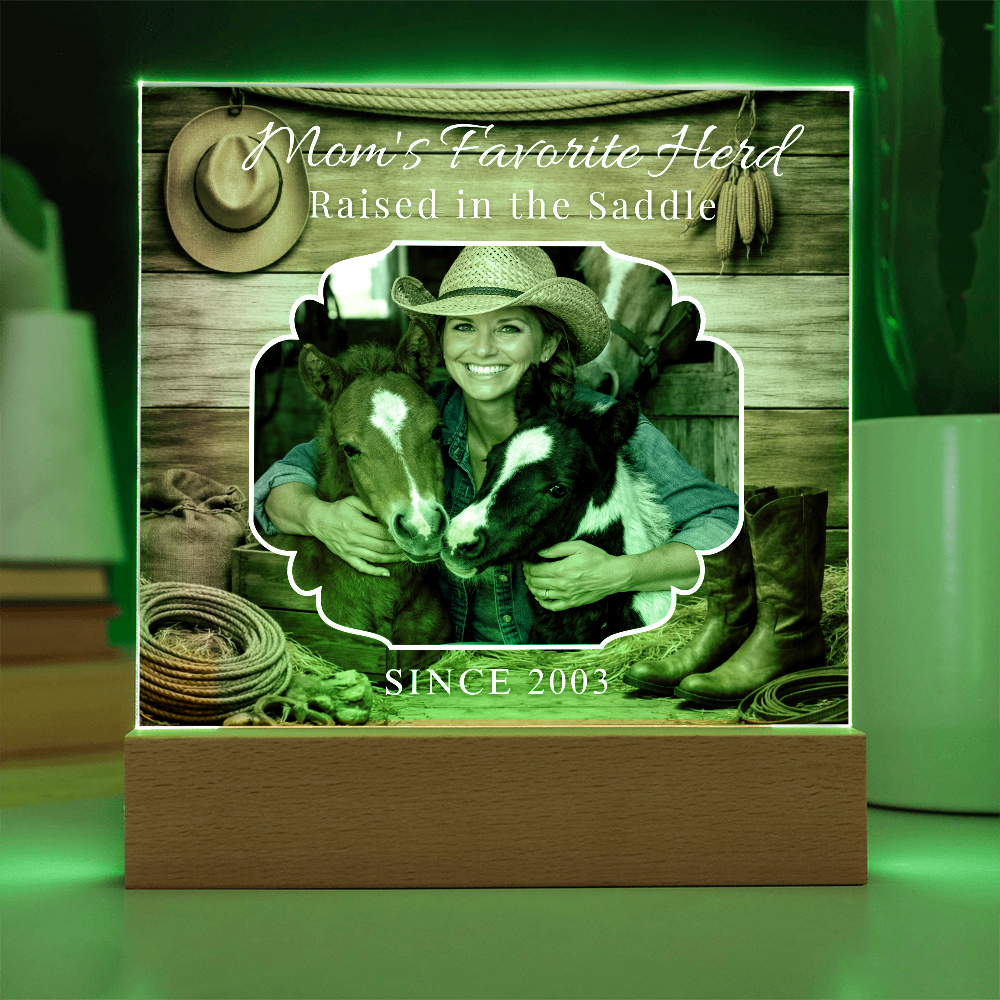 Mom's Favorite Herd Raised in the Saddle Photo Plaque – Personalized Gift for Horse Lovers