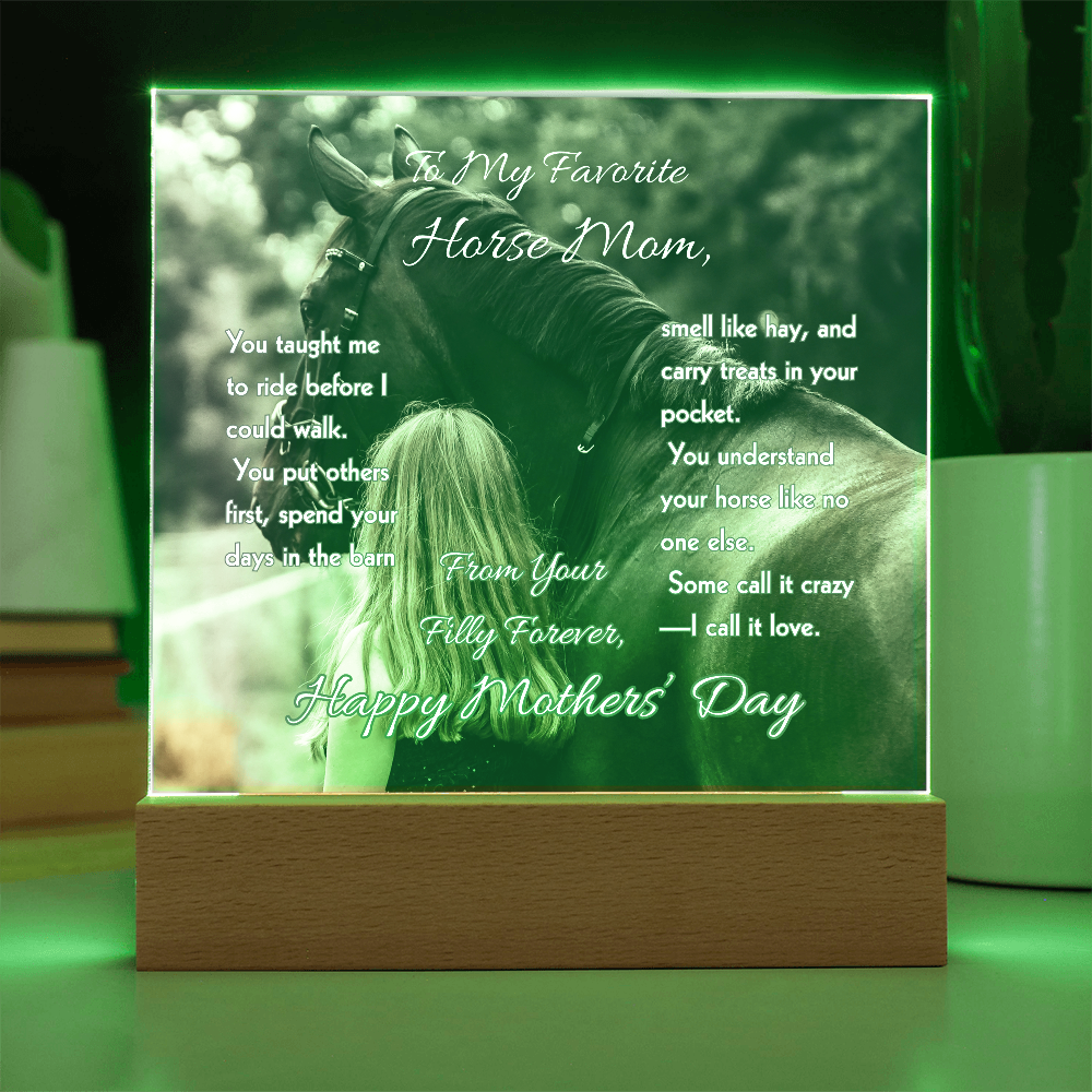 To My Favorite Horse Mom Acrylic Plaque – Mother's Day Gift for Horse Lovers
