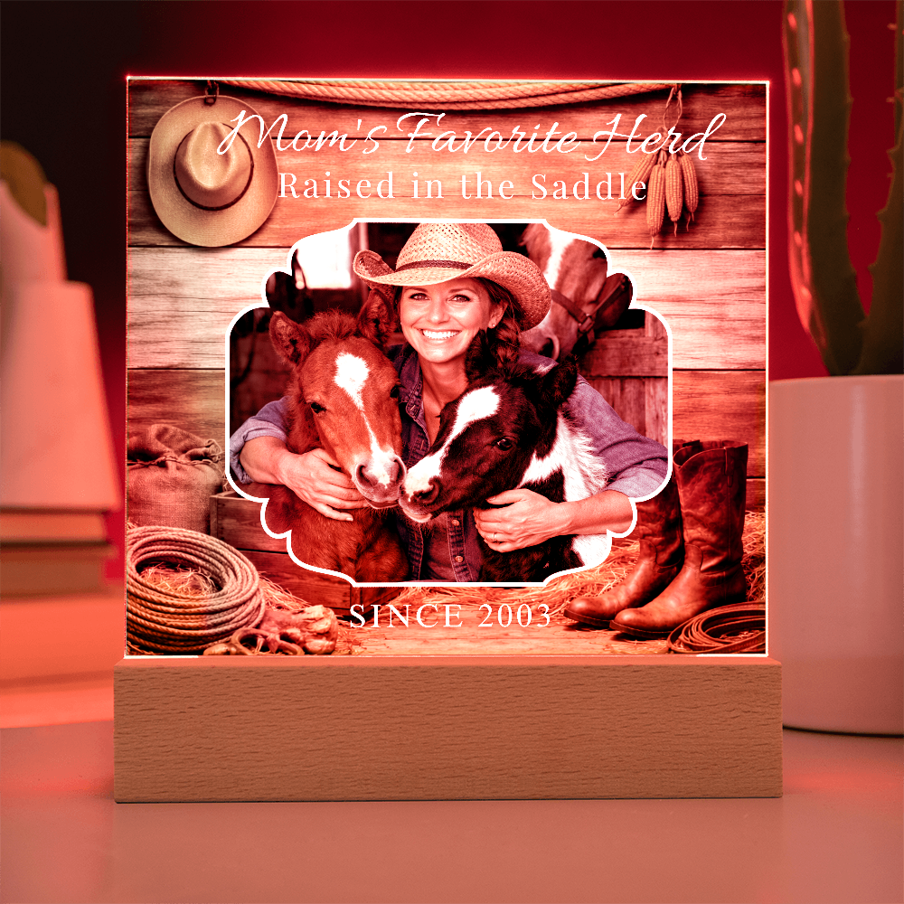 Mom's Favorite Herd Raised in the Saddle Photo Plaque – Personalized Gift for Horse Lovers