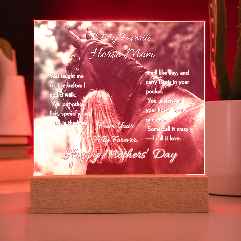 To My Favorite Horse Mom Acrylic Plaque – Mother's Day Gift for Horse Lovers