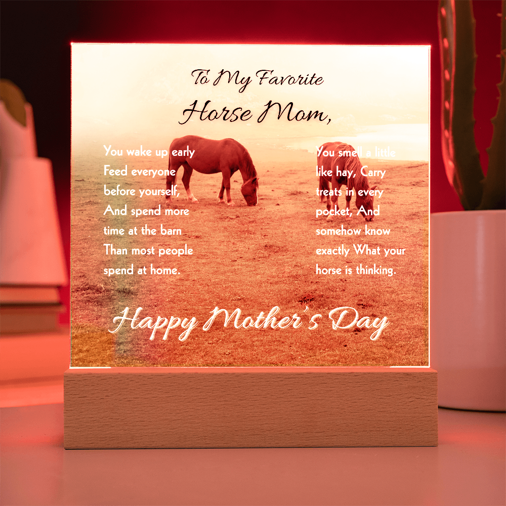 To My Favorite Horse Mom Acrylic Plaque – Perfect Mother’s Day Gift for Horse Lovers