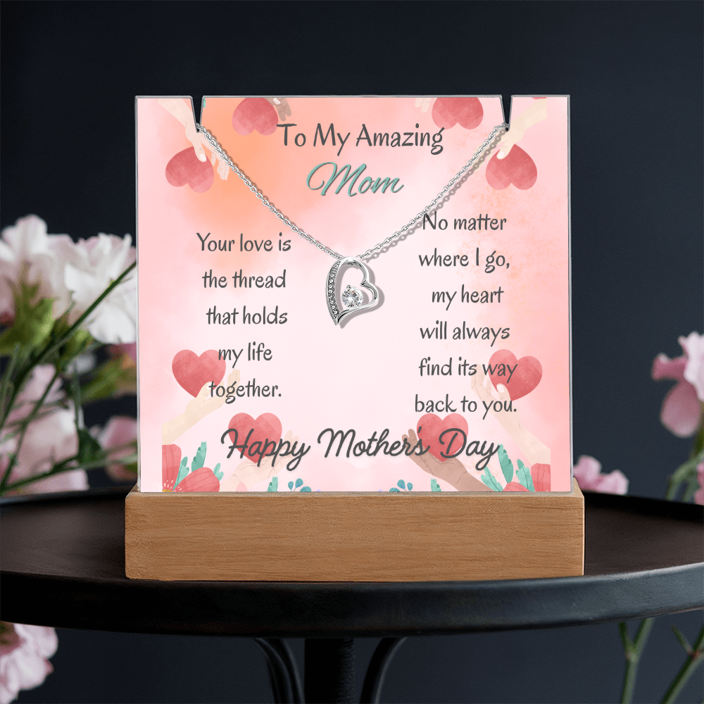 To My Amazing Mom Forever Love Necklace Acrylic Plaque Gift for Mom