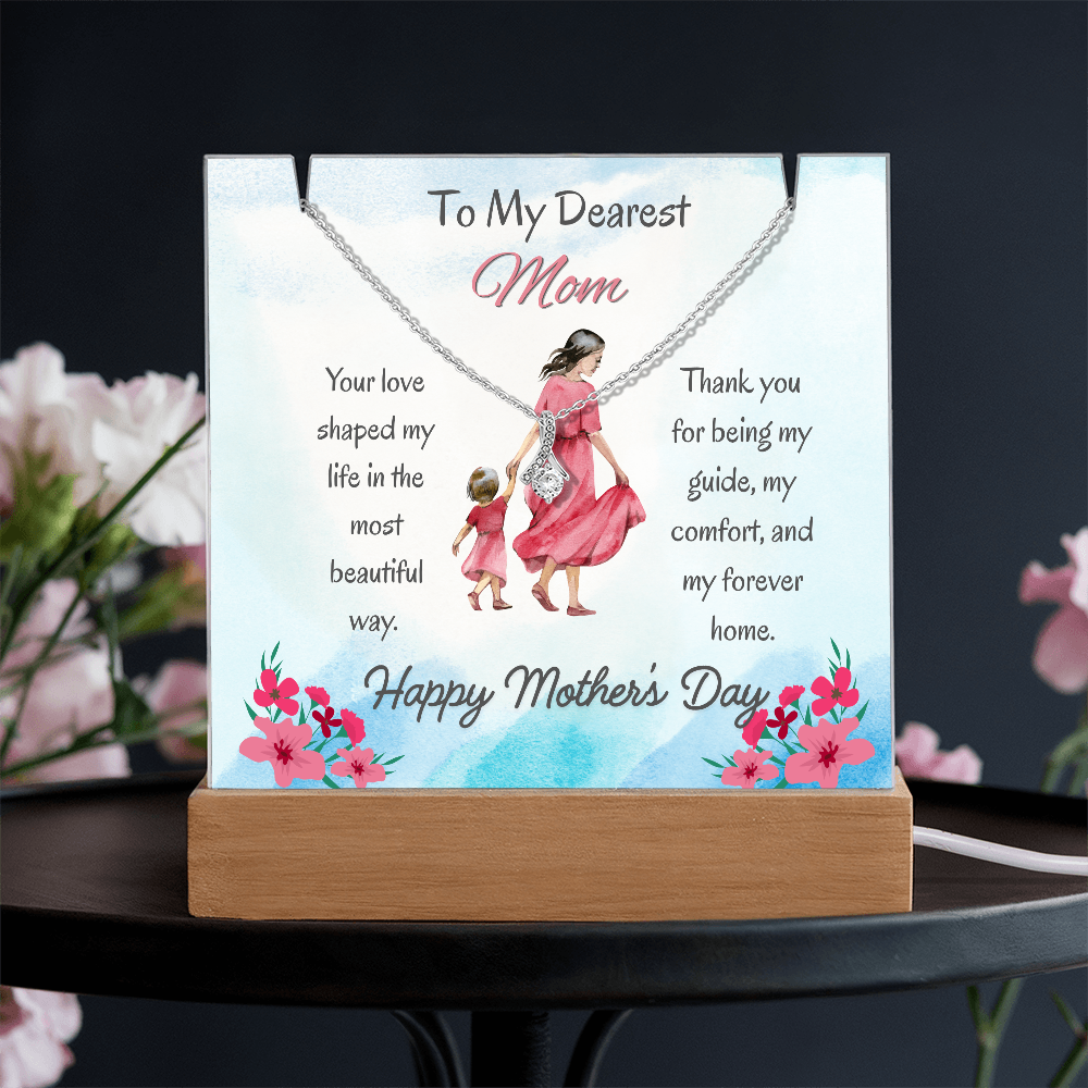 To My Dearest Mom Alluring Beauty Necklace Acrylic Plaque Mother's Day Gift