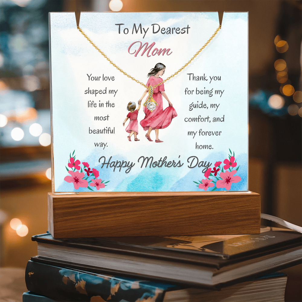 To My Dearest Mom Alluring Beauty Necklace Acrylic Plaque Mother's Day Gift