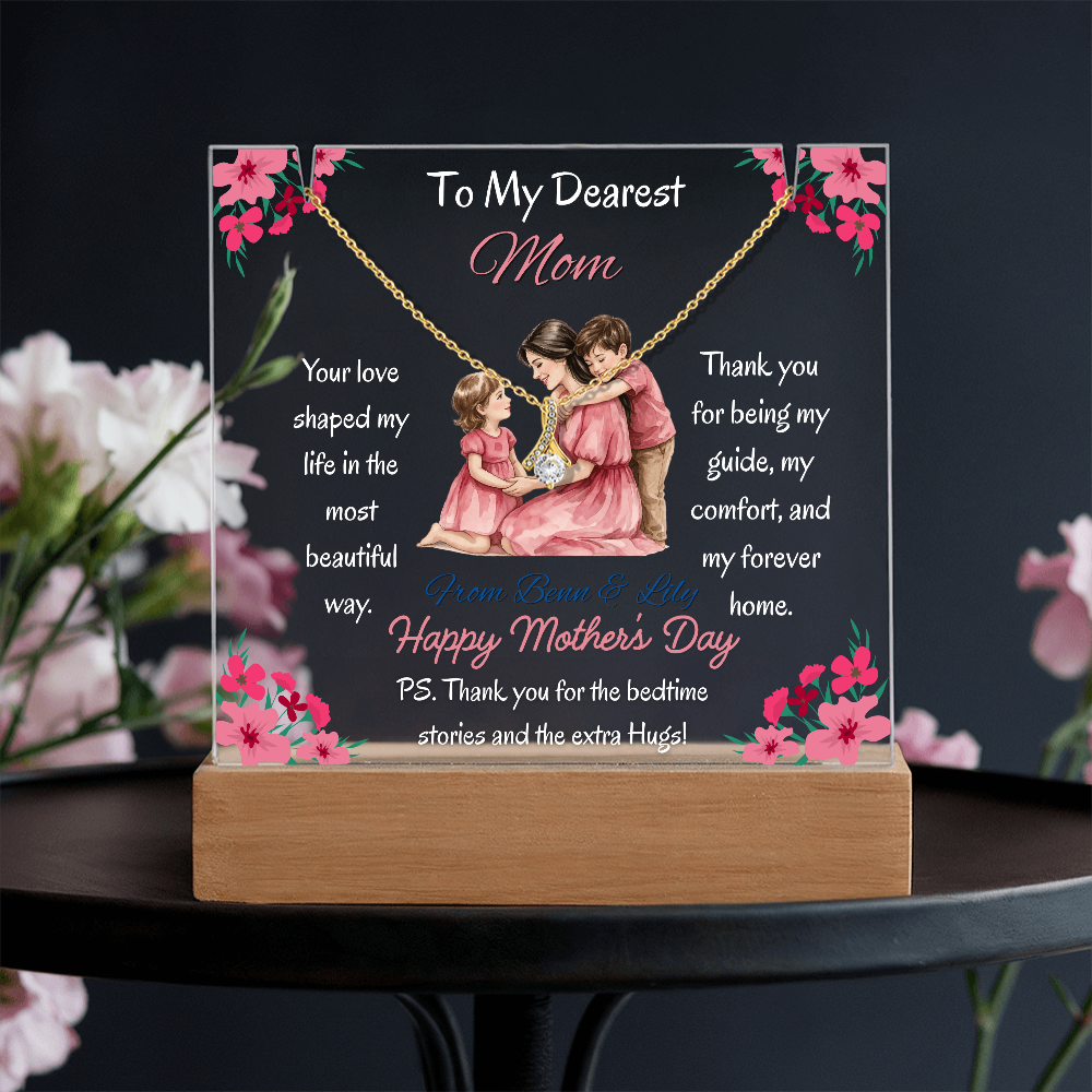 Personalized To My Dearest Mom Alluring Beauty Necklace Acrylic Plaque Mother's Day Gift