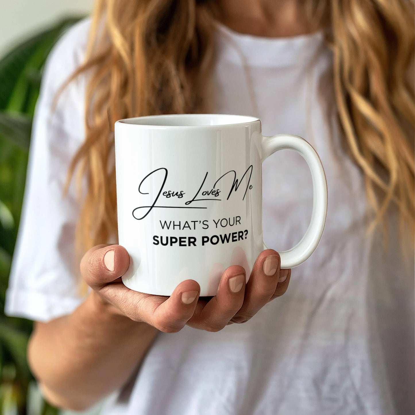 Jesus Loves Me Mug – What’s Your Super Power Christian Coffee Cup