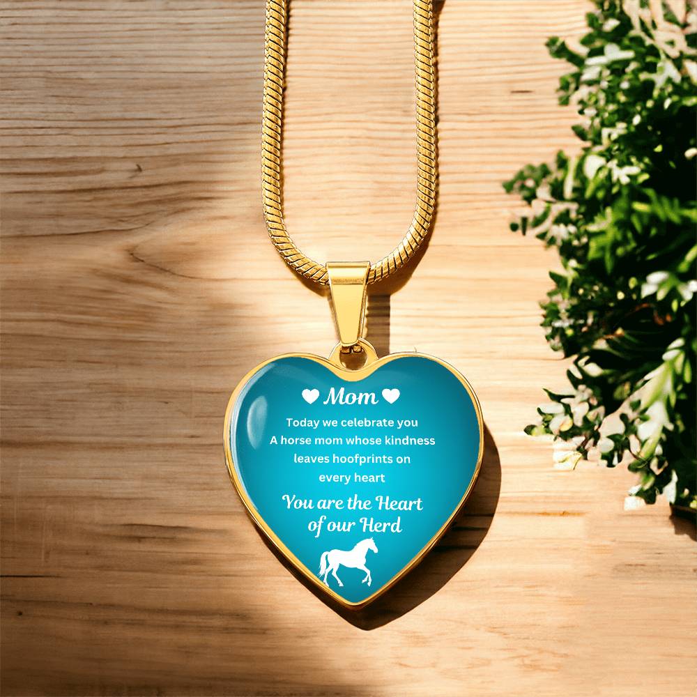 Custom Horse Mom Heart  Necklace – You Are The Heart Of Our Herd Gift for Mom