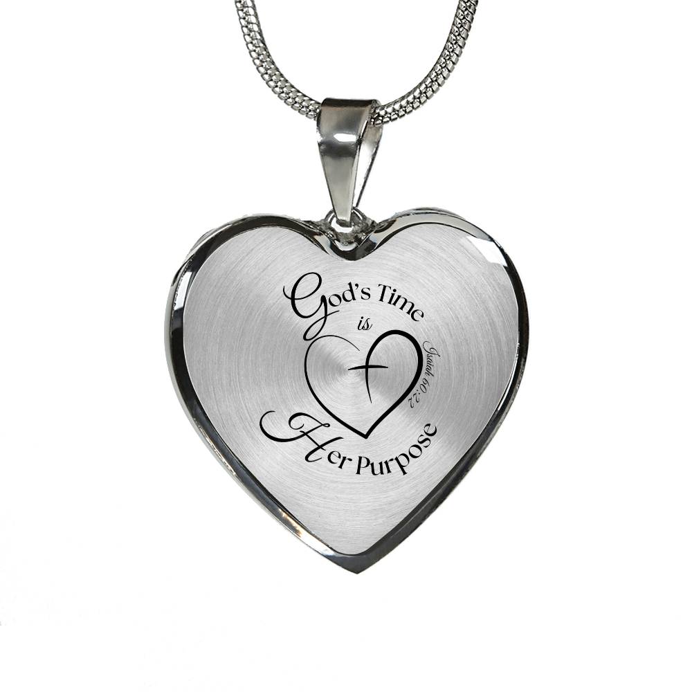 God’s Time Is Her Purpose Necklace – Isaiah 60:22 Heart Pendant