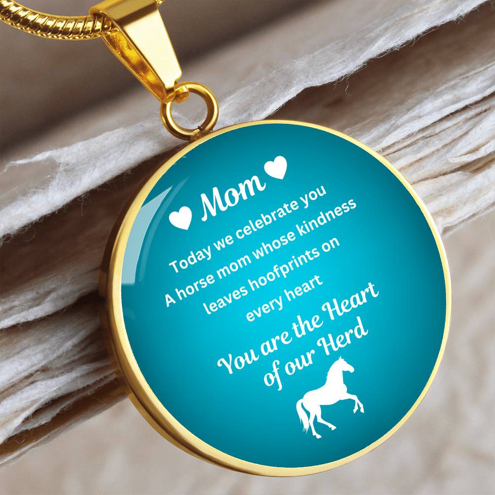 Custom Horse Mom Circle  Necklace – You Are The Heart Of Our Herd Gift for Mom