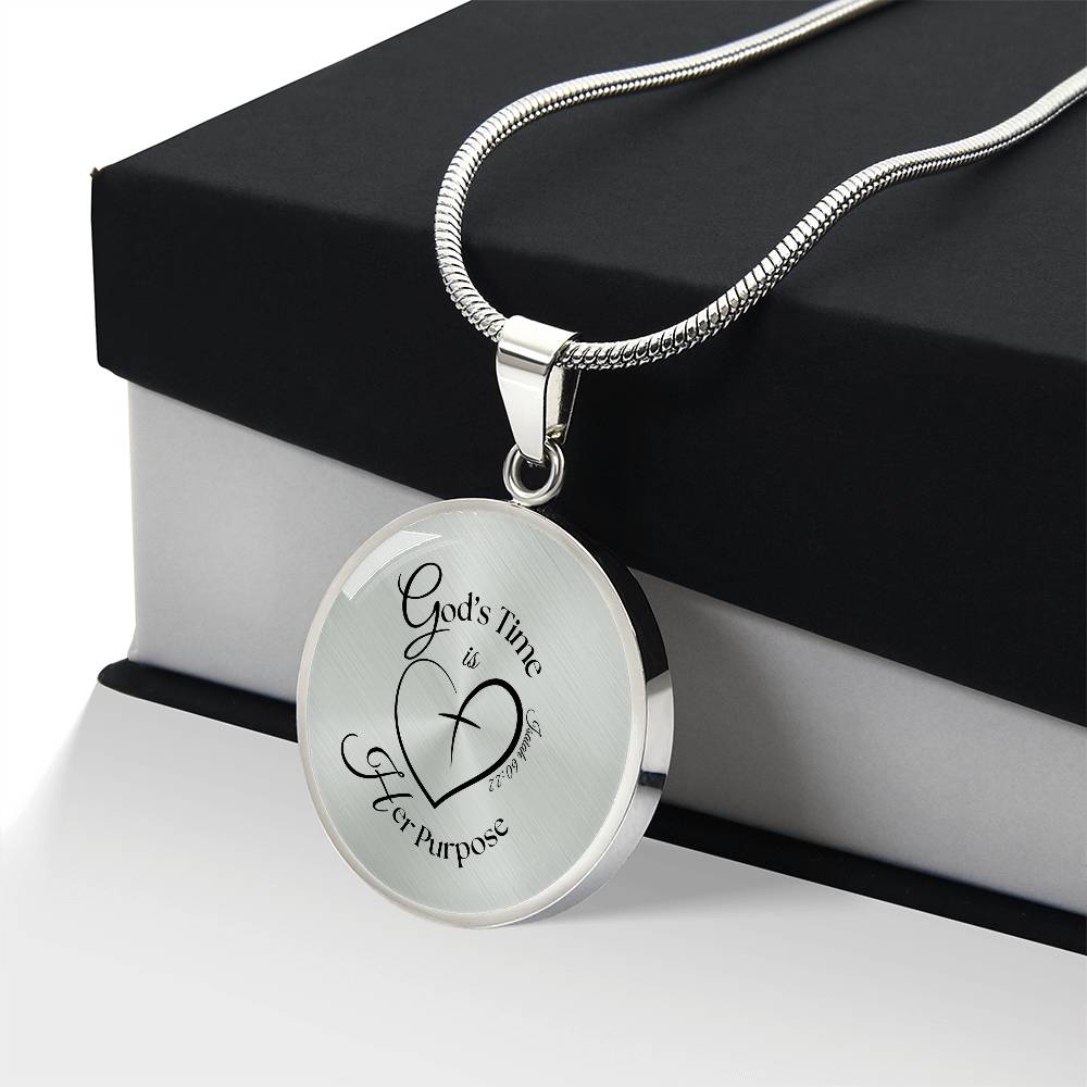 God’s Time Is Her Purpose Necklace – Isaiah 60:22 Circle Pendant