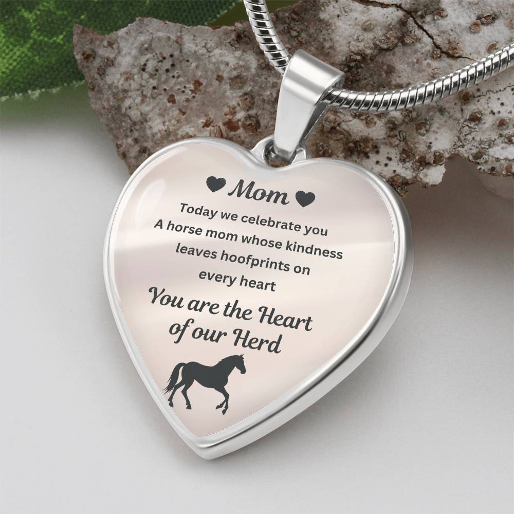 Horse Mom Necklace Gift for Mom – Custom Name Pendant You Are The Heart Of Our Herd