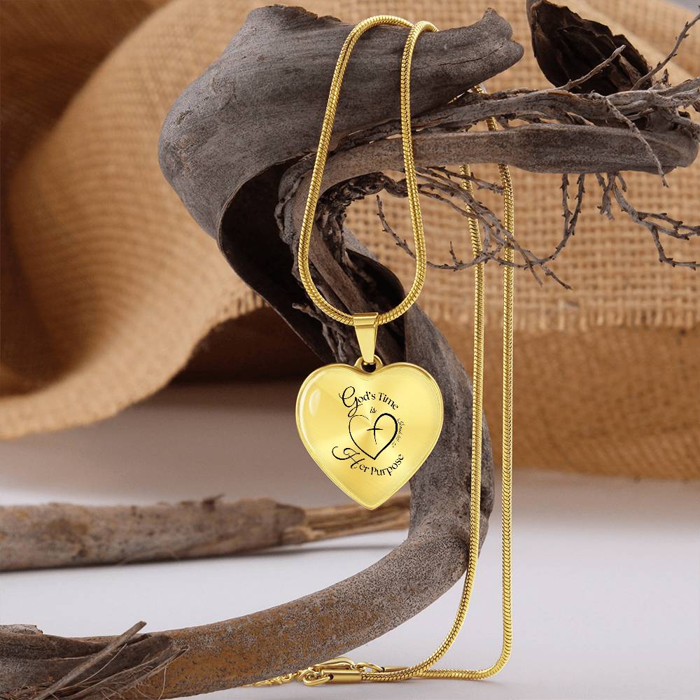 God’s Time Is Her Purpose Necklace – Isaiah 60:22 Heart Pendant