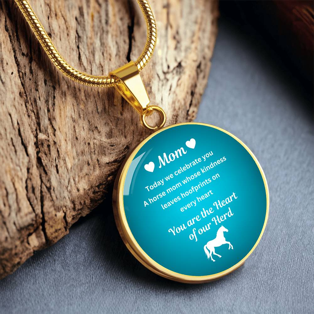 Custom Horse Mom Circle  Necklace – You Are The Heart Of Our Herd Gift for Mom