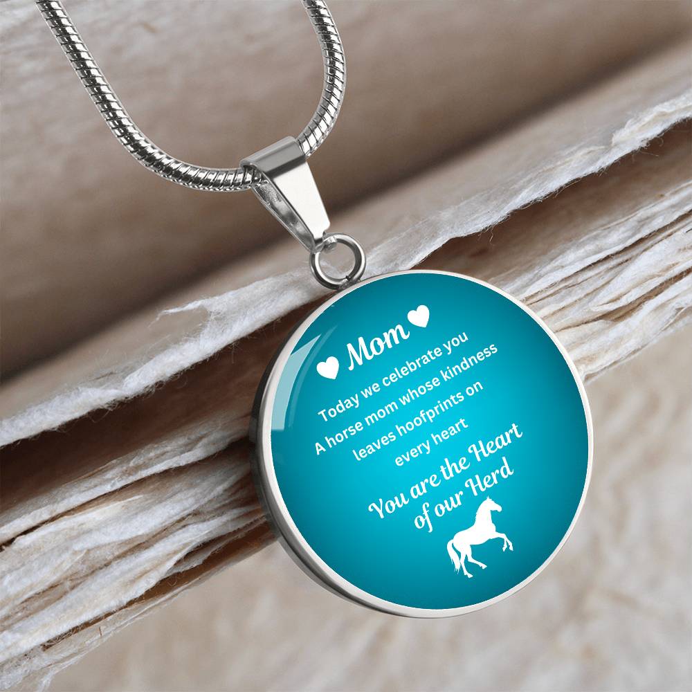 Custom Horse Mom Circle  Necklace – You Are The Heart Of Our Herd Gift for Mom