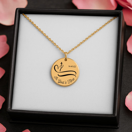 Isaiah 60:22 In God's Time Gold-Plated Coin Christian Pendant, Inspirational Bible Verse Jewelry for Women, Faith Gift, Religious Keepsake