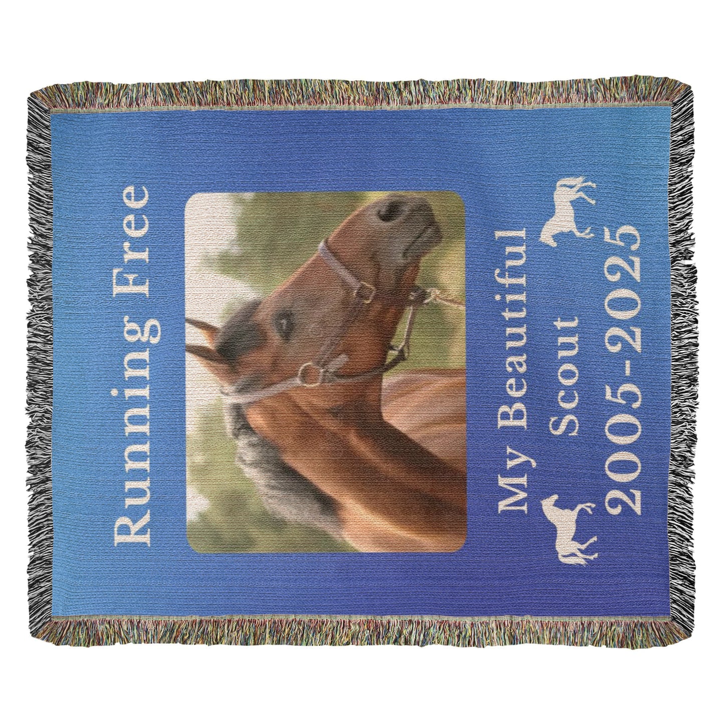 Personalized Horse Photo Woven Blanket with Name & Est Date