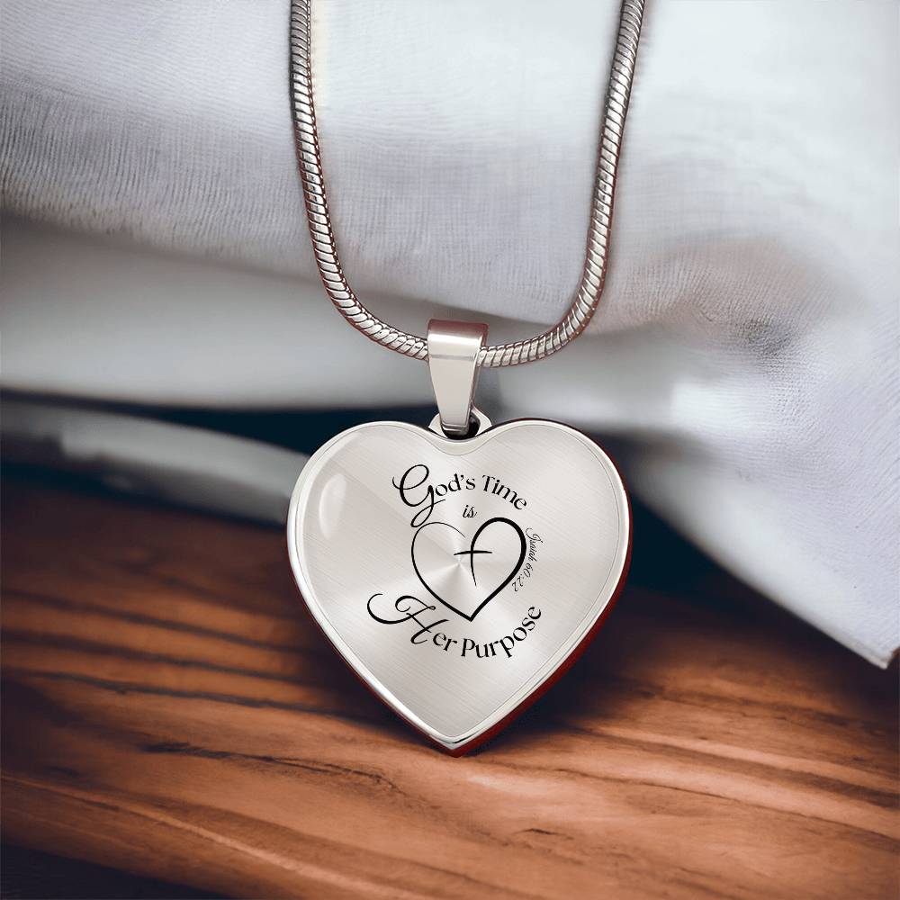 God’s Time Is Her Purpose Necklace – Isaiah 60:22 Heart Pendant