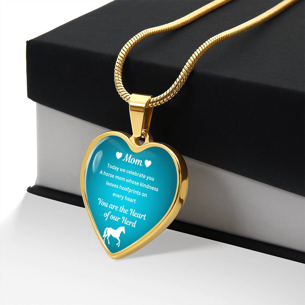 Custom Horse Mom Heart  Necklace – You Are The Heart Of Our Herd Gift for Mom