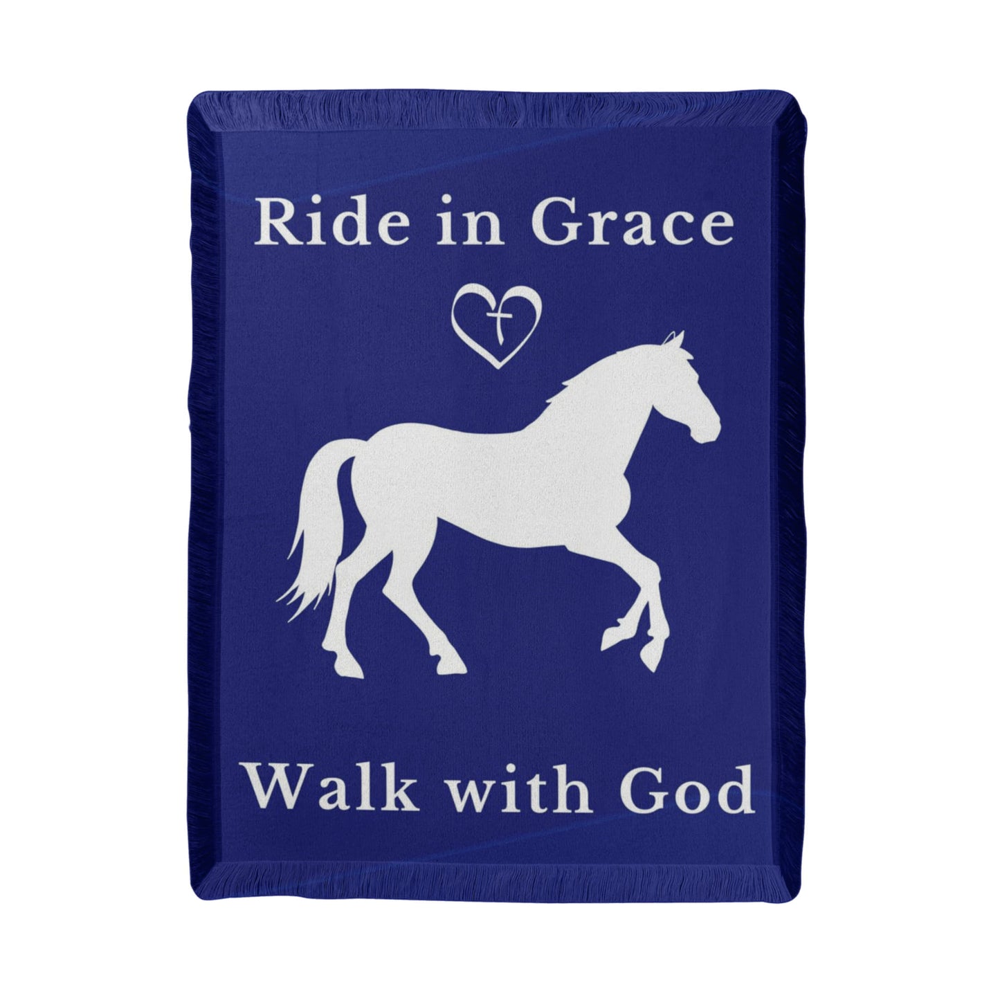 Ride in Grace, Walk with God Woven Blanket – Christian Horse Lover Faith Throw