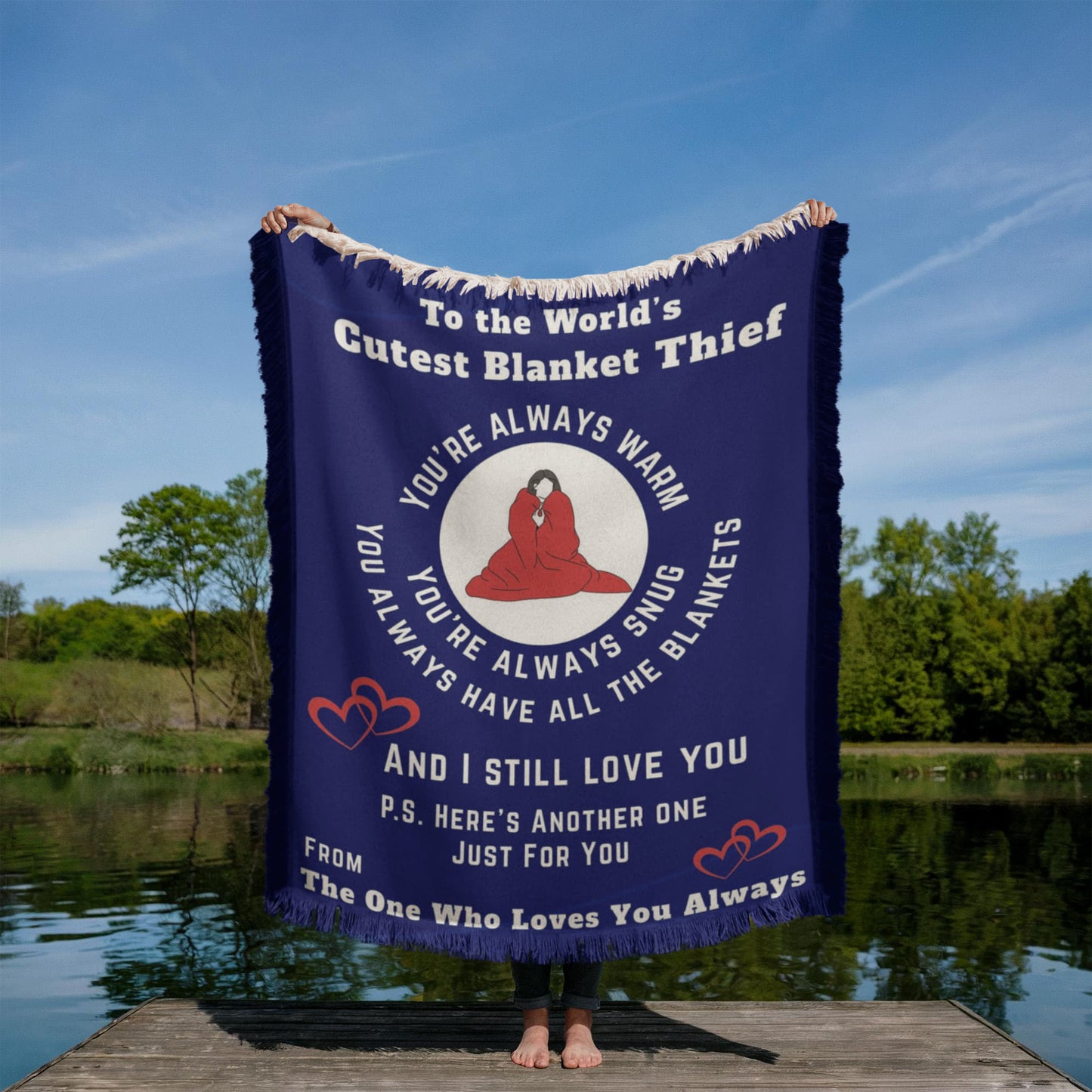World’s Cutest Blanket Thief Cozy Woven Throw – Cute Couple Gift