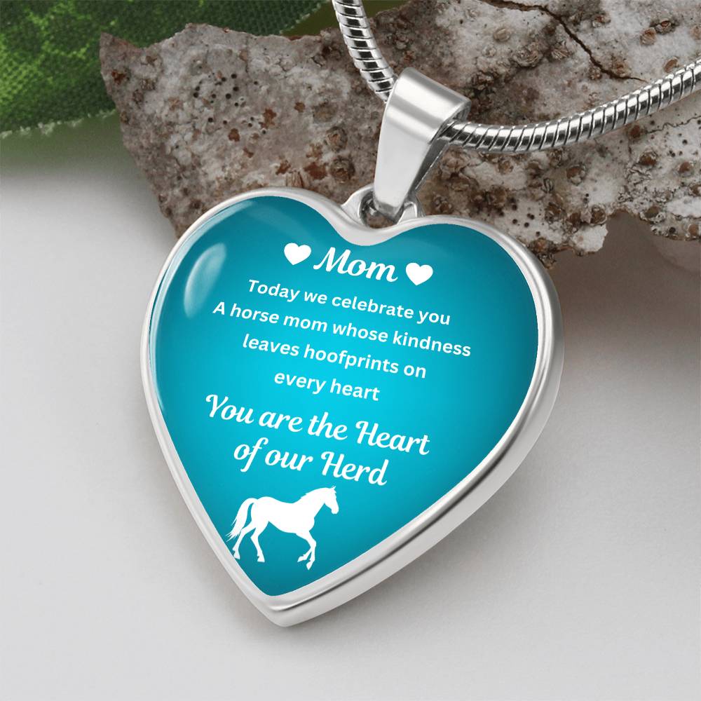 Custom Horse Mom Heart  Necklace – You Are The Heart Of Our Herd Gift for Mom