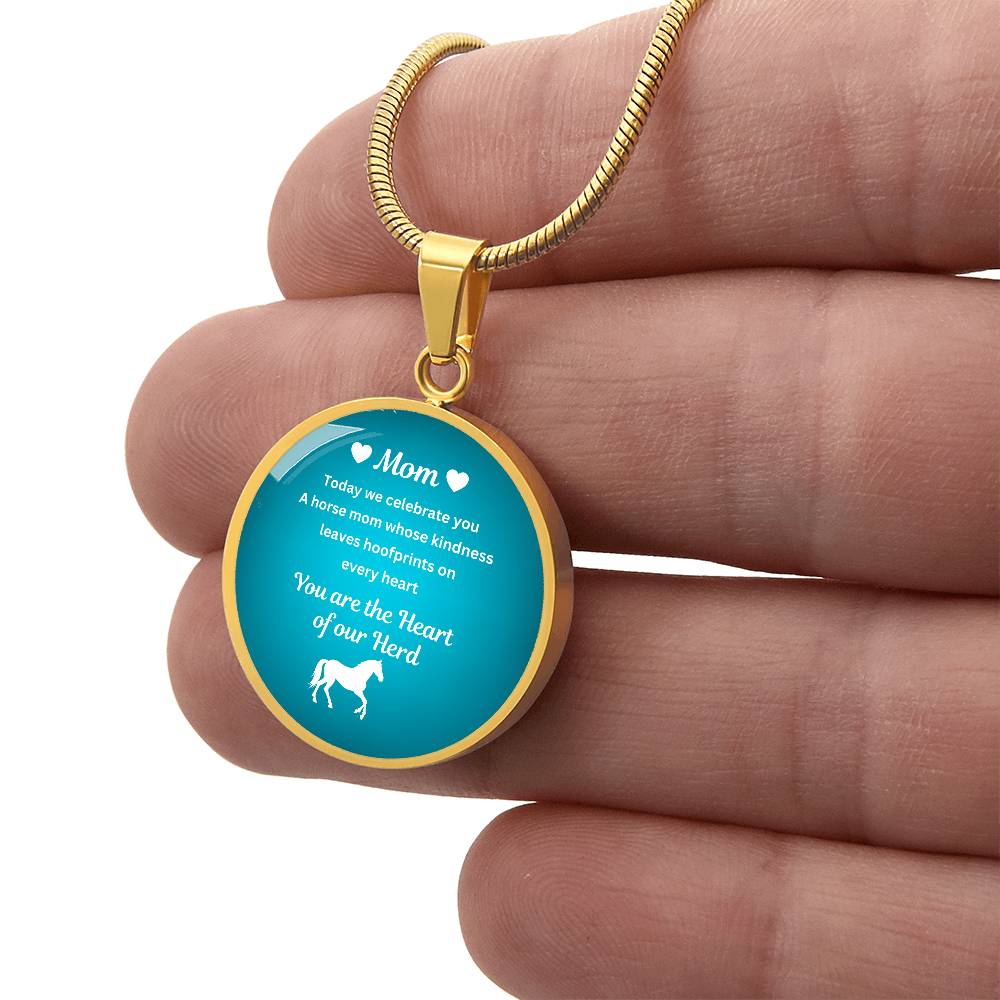 Custom Horse Mom Circle  Necklace – You Are The Heart Of Our Herd Gift for Mom