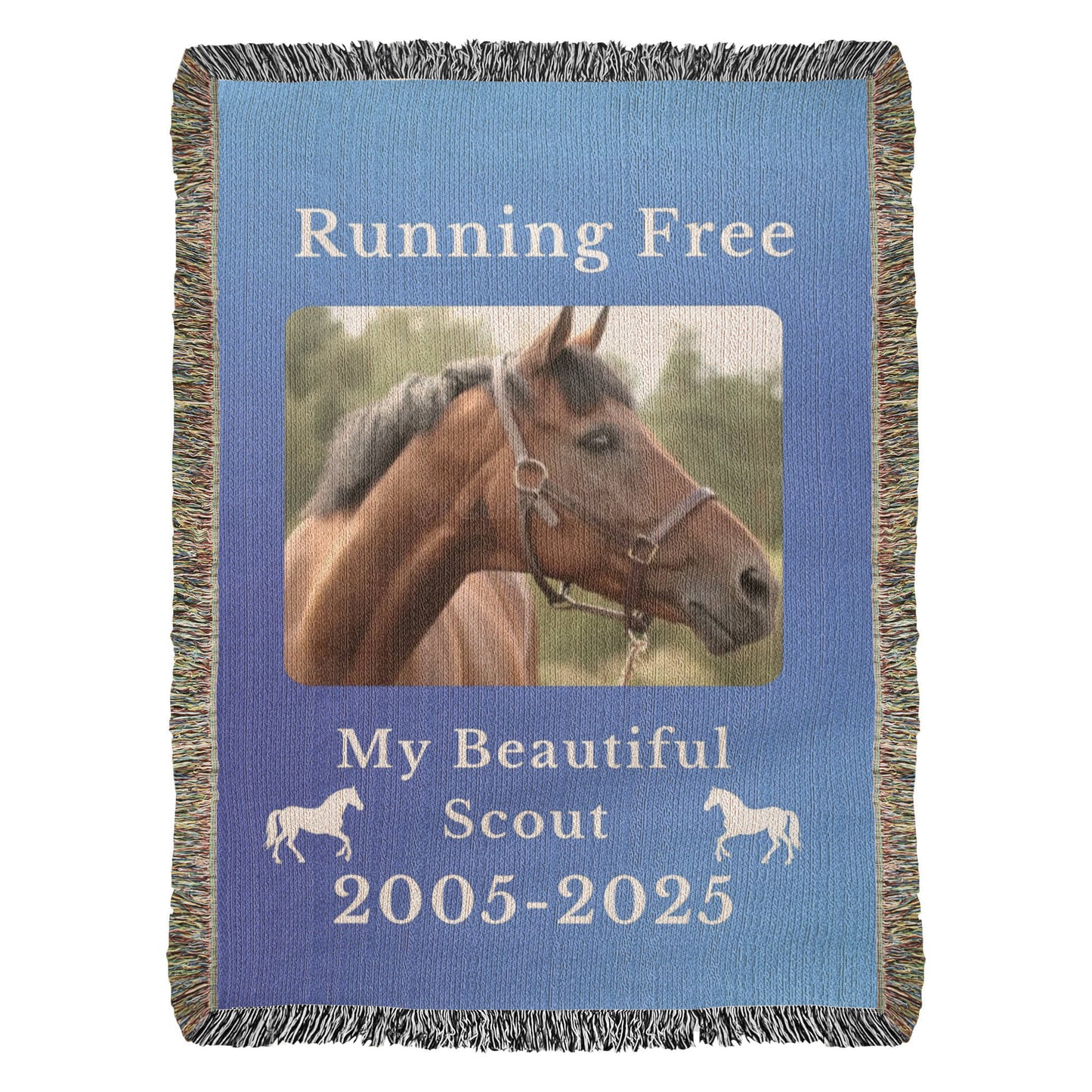 Personalized Horse Photo Woven Blanket with Name & Est Date
