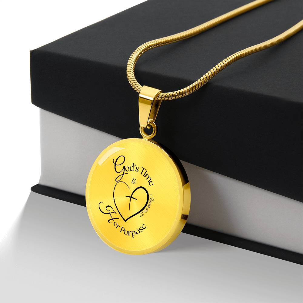 God’s Time Is Her Purpose Necklace – Isaiah 60:22 Circle Pendant