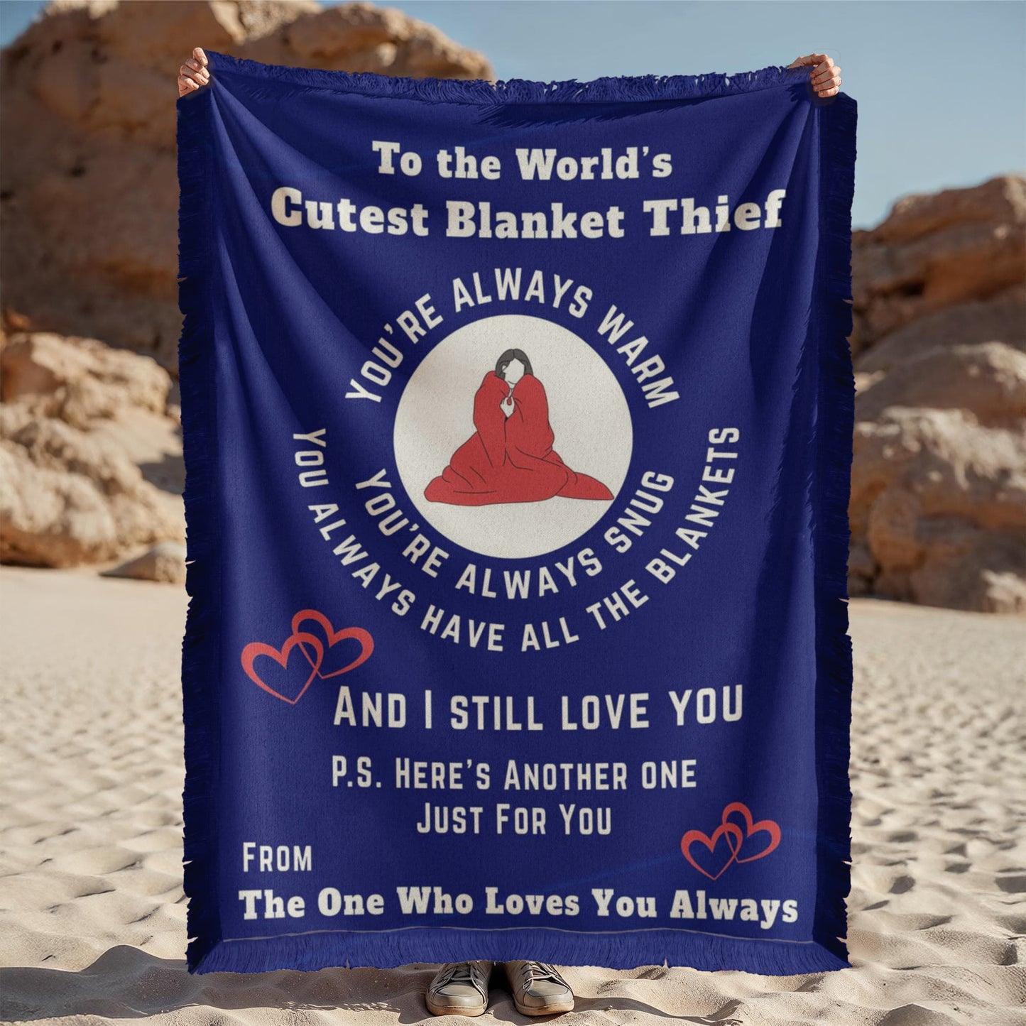 World’s Cutest Blanket Thief Cozy Woven Throw – Cute Couple Gift
