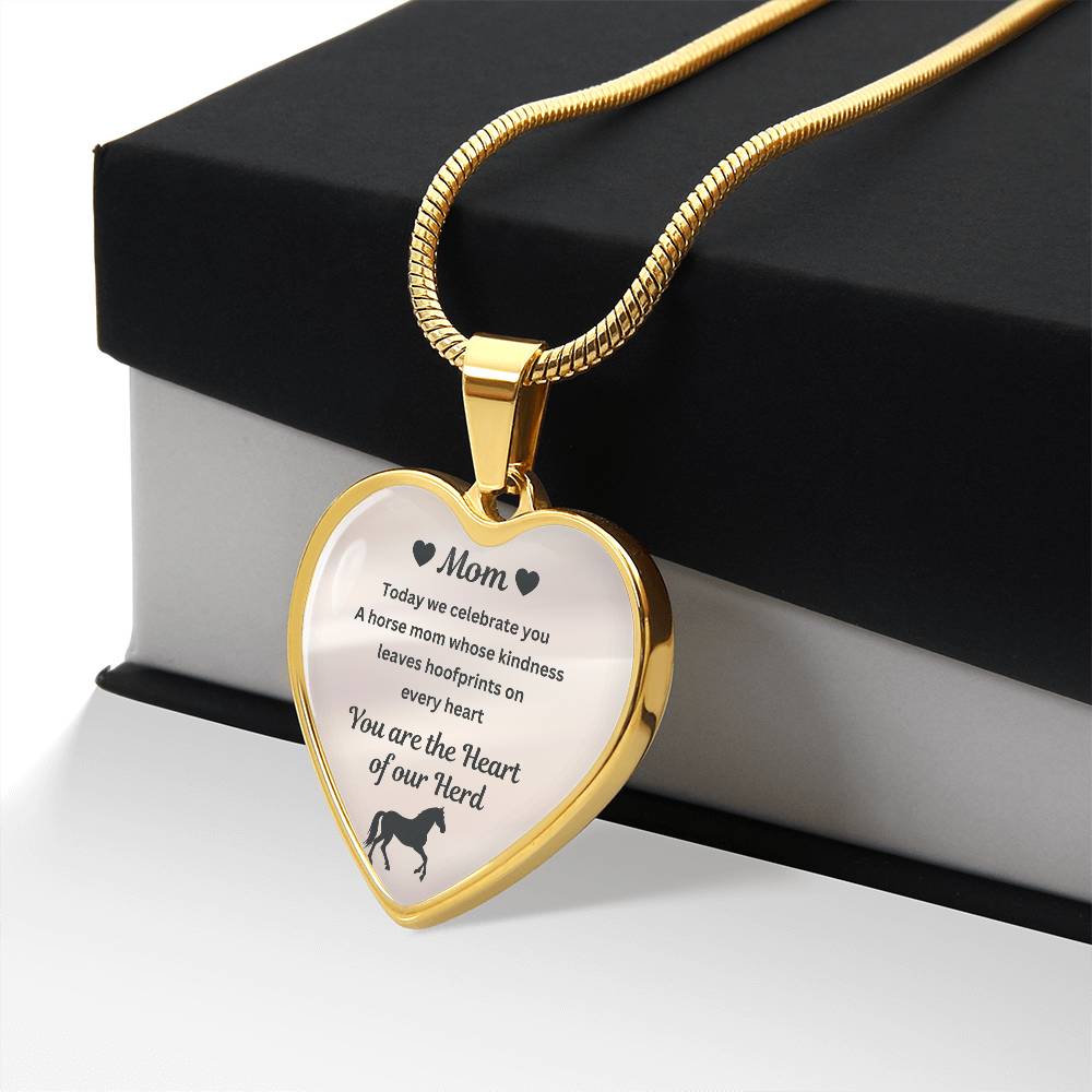 Horse Mom Necklace Gift for Mom – Custom Name Pendant You Are The Heart Of Our Herd