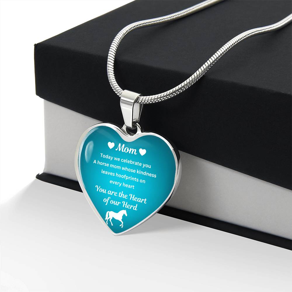 Custom Horse Mom Heart  Necklace – You Are The Heart Of Our Herd Gift for Mom