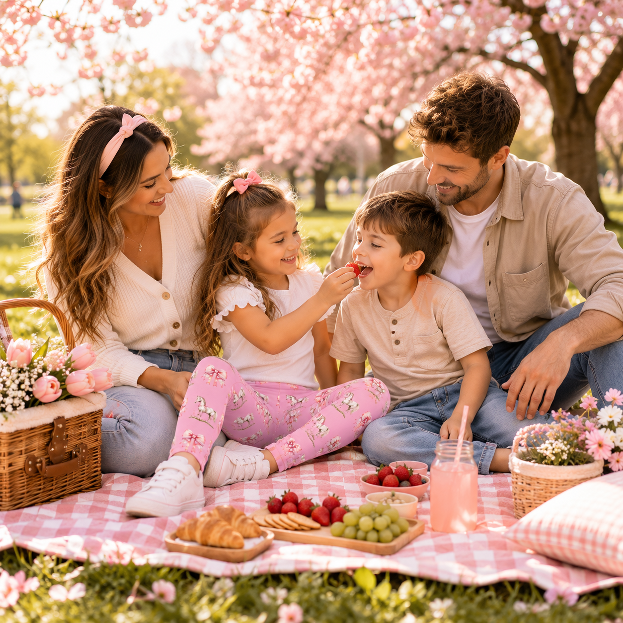 Pink Pony & Pink Lace Bow Kids Leggings | Floral All-Over Print Stretch Pants