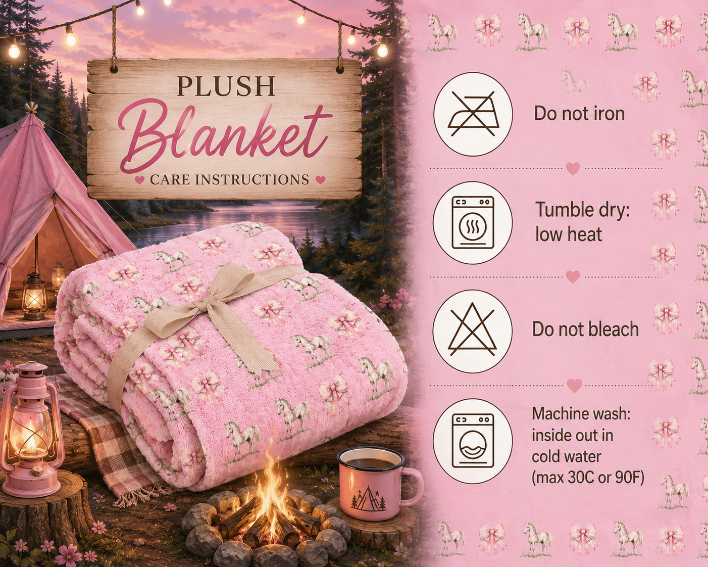 Cute Pink Bunny Pattern Plush Velveteen Blanket | Cozy Nursery Throw