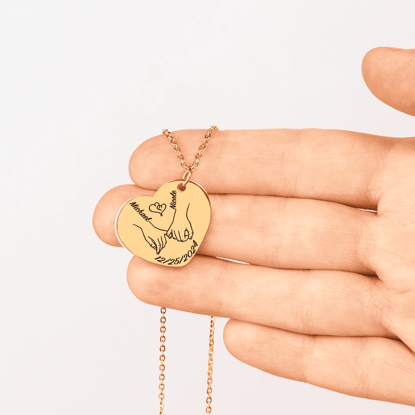 Couple’s First Christmas Necklace – Heart Pendant Gift for Her/Him