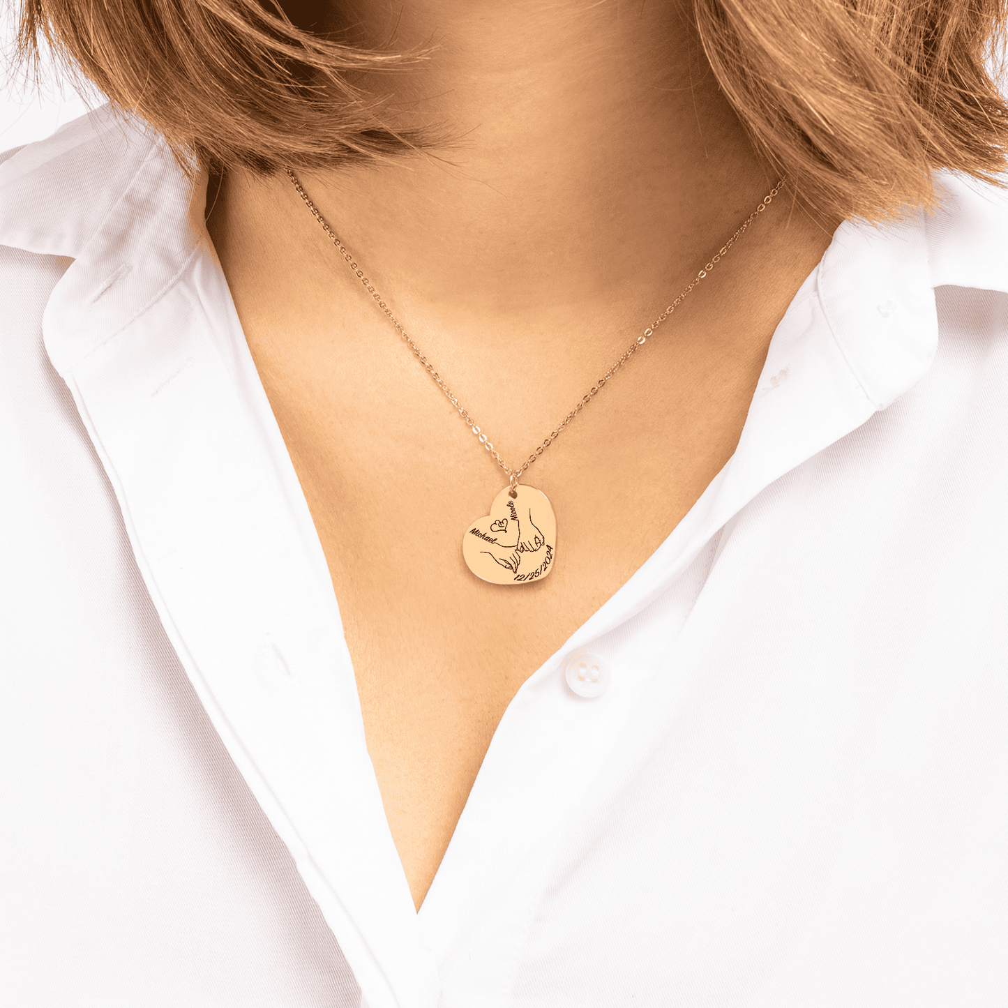 Couple’s First Christmas Necklace – Heart Pendant Gift for Her/Him