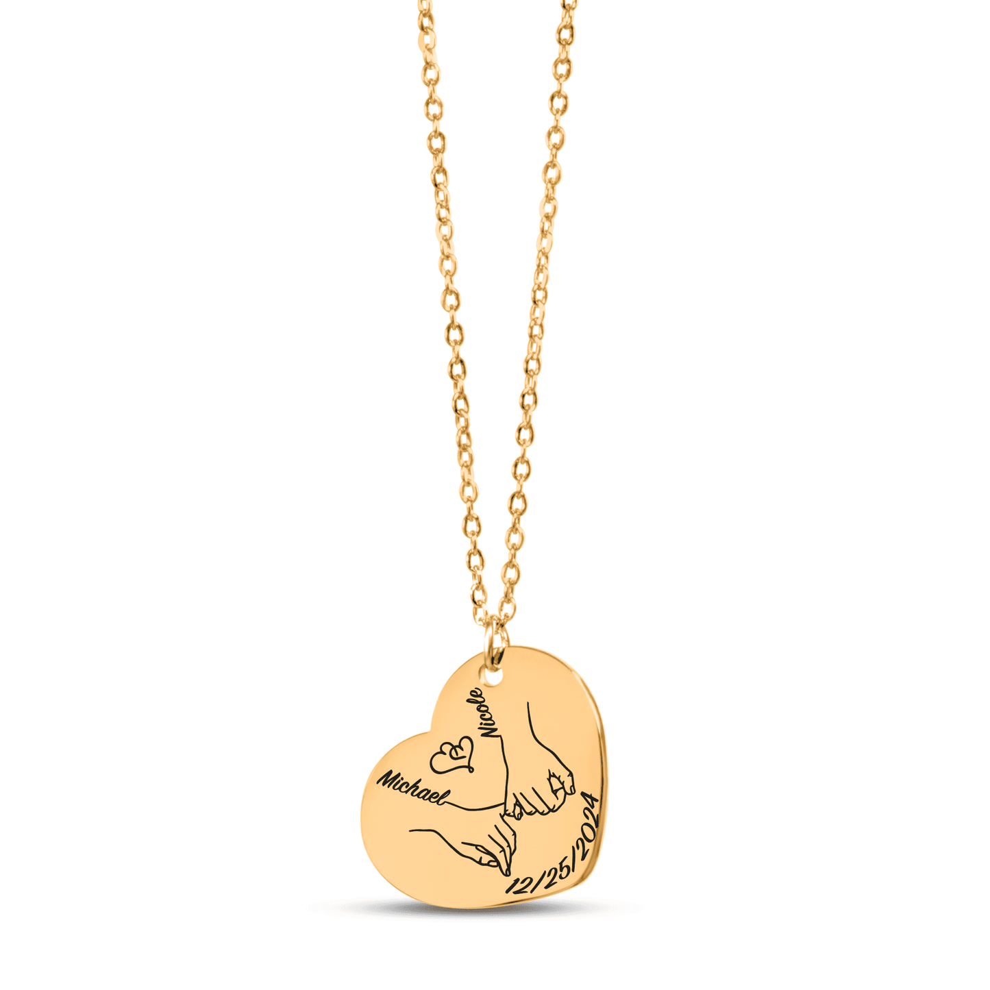 Couple’s First Christmas Necklace – Heart Pendant Gift for Her/Him
