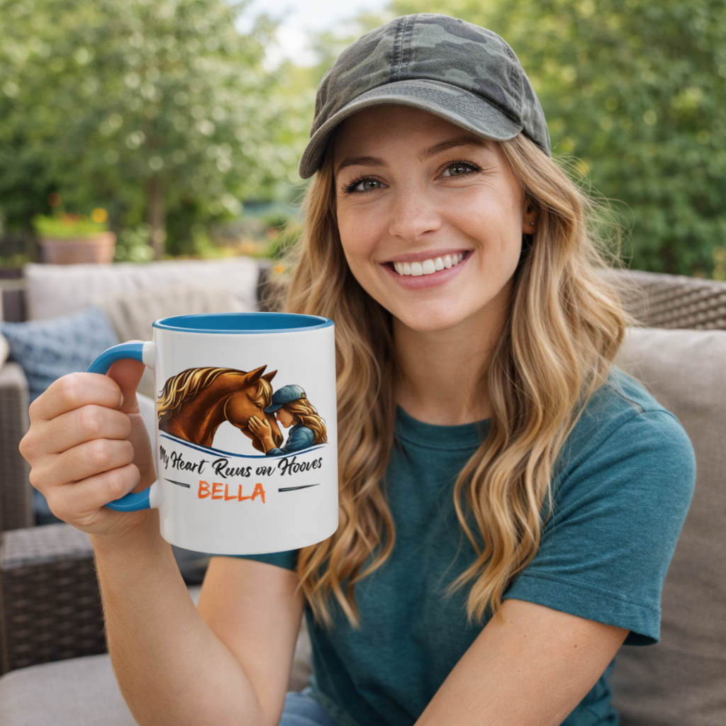 Personalized Two-Tone Horse Coffee Mug – My Heart Runs on Hooves